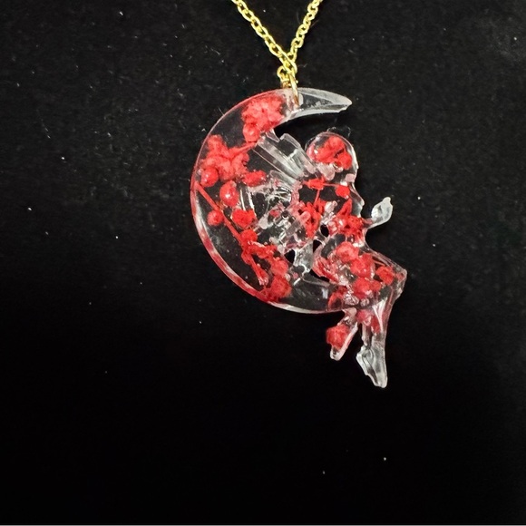 ⚜️3 for $30⚜️ Handmade Resin Fairy Moon Pendant Good Necklace Dried Flower Angel - Picture 5 of 9